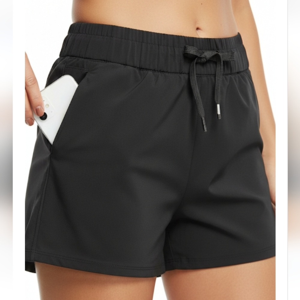 NWT!Willit Black Pull-On Athletic Shorts 3" Women's Drawstring Waist! XXL